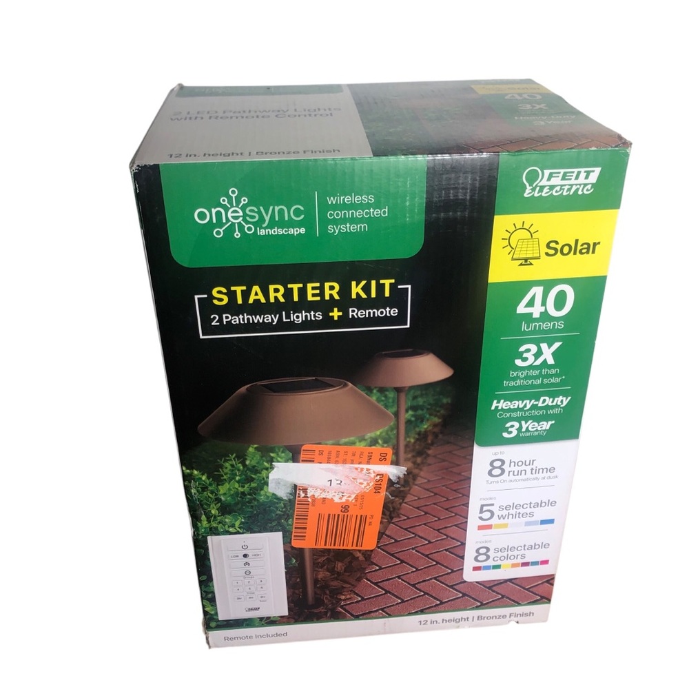 Feit Electric OneSync Landscape Bronze Solar Starter Kit. New